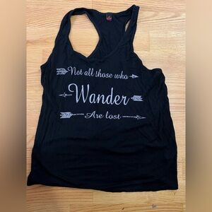Black 'Wander' Graphic Racerback Tank Top